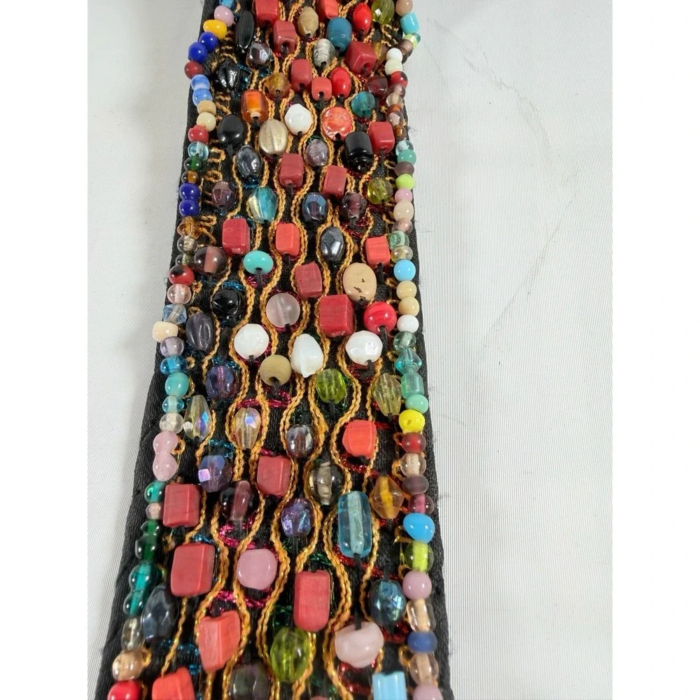 Indian Beaded Cotton Belt Belly Dance Costume Multi Color Stone Seed Bead